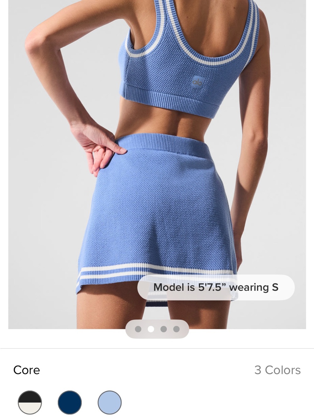 ALO Yoga Tennis Club Sweater Knit Skirt- Crystal Clear Blue, NWOT - Picture 3 of 5